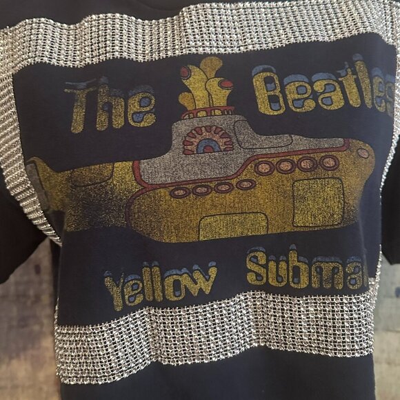 Spenny Lane Custom Made Cropped Band Tee The Beatles Yellow Submarine Rock Shirt - Picture 5 of 5